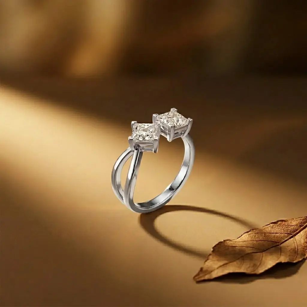 1Ct Moissanite Dual Princess Twist Ring : ZLM10015-10N