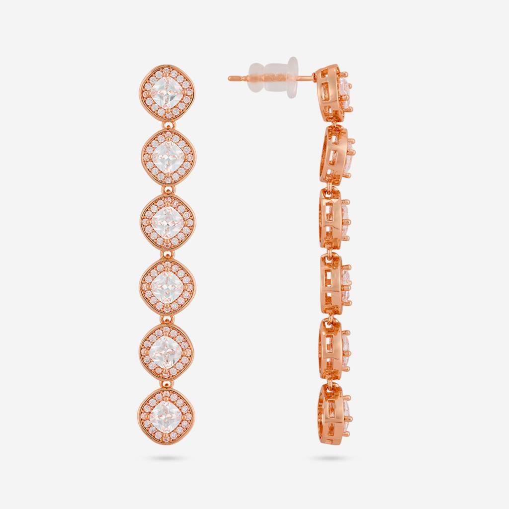 White - Plated Casual Wear Trendy Zircon Earring - 466896 : 466898
