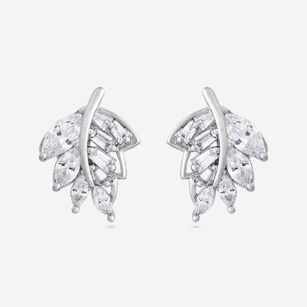 White - Plated Casual Wear Trendy Zircon Earring - 466982 : 466983