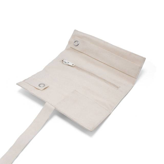 Jewelry Roll Organizer White Soft Suede Fabric With Copper Badla Thread Embroidery, Handmade Travel Jewelry St : LM1030-WhtGld