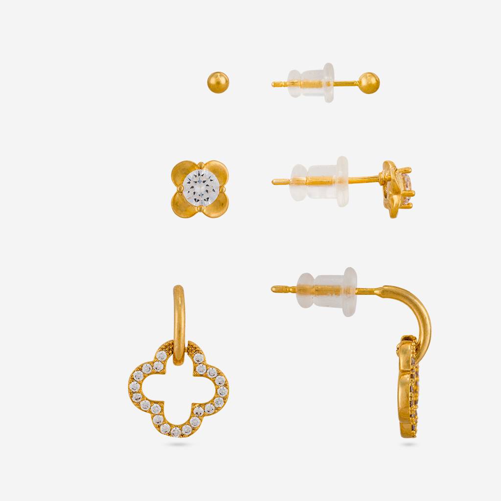 White - Plated Casual Wear Trendy Zircon Earring - 464789 : 464789