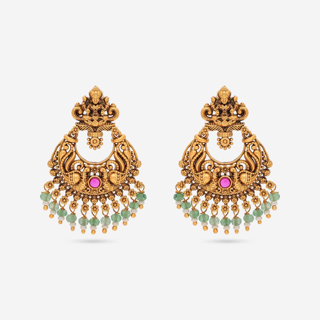 Ruby-Green Gold - Plated Festive Antique Earring - 449599 : 449599
