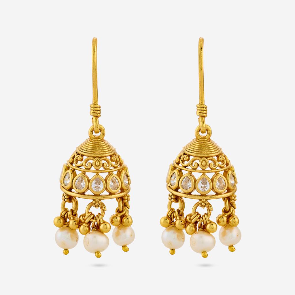 White Gold - Plated Festive Temple Earring - 461990 : 461990