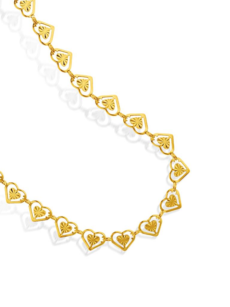 18K Gold Plated Heartlink Necklace Stainless Steel Waterproof & Anti-Tarnish : N2ASSS0G