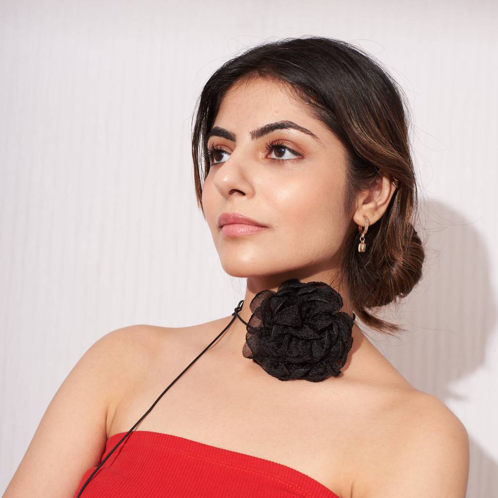 2-In-1 Raven Rose Hair Tie : HX-HT-S-0025-BK