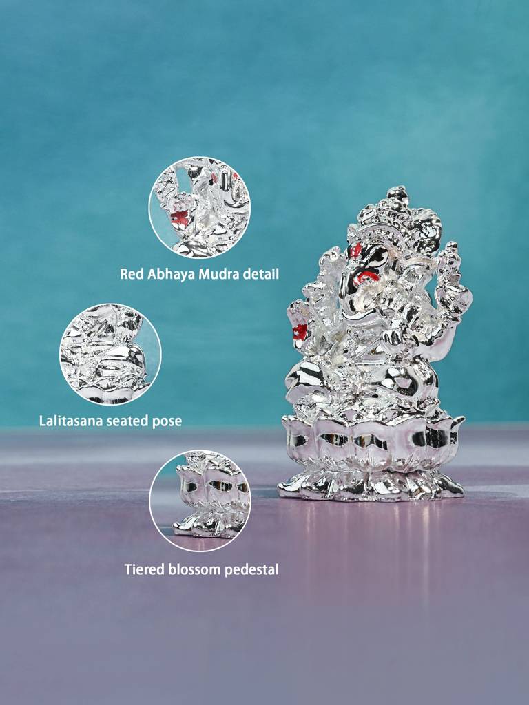 Pure 999 Silver Plated Ganesha Idol : FRGFT419