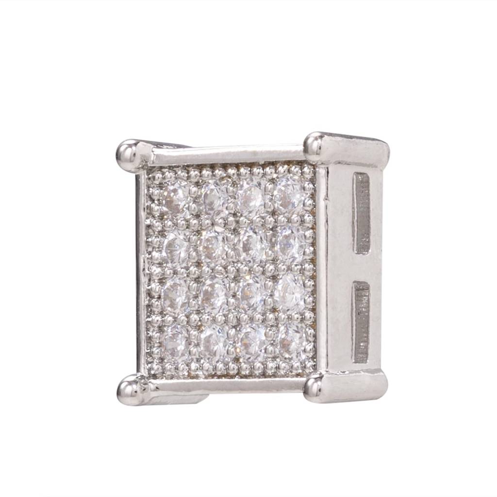 Silver Plated Fancy Cubic Zirconia Studded Stud Earrings For Women : PX9E3123S