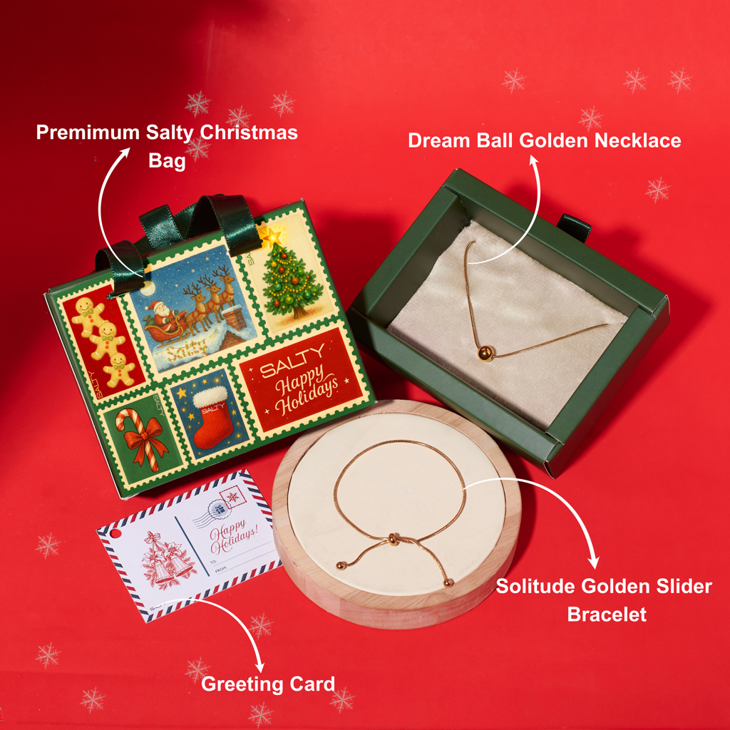 Salty Secret Santa Christmas Emerald Cheer Box For Women (Necklace + Bracelet Set) : XMAS-BOX1