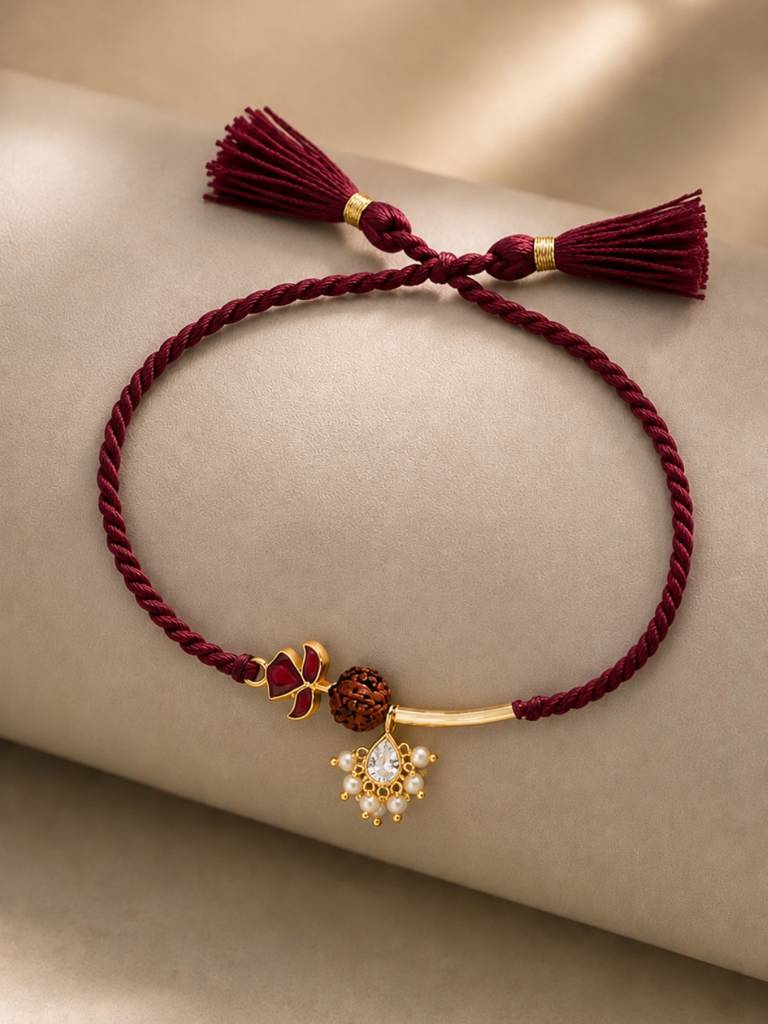 Rudraksha Floral Lumba Rakhi : YI24A1011A