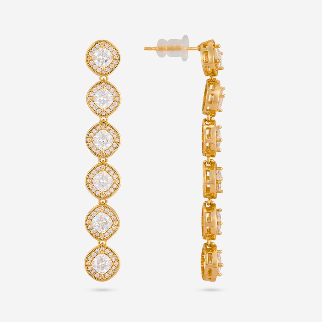 White - Plated Casual Wear Trendy Zircon Earring - 466896 : 466896