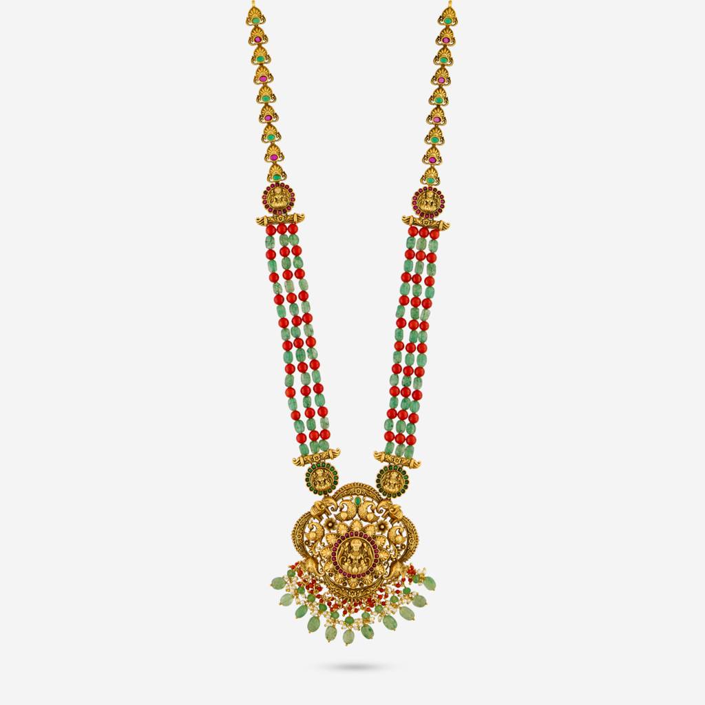 Ruby-Green-Coral Gold - Plated Bridesmaid Antique Necklace - 451835 : 451835