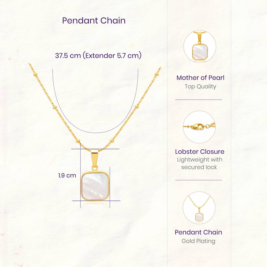 Faux Onyx Studded Pendant Chain Necklace Fashion Jewellery For Women & Girls : PX9P82GW