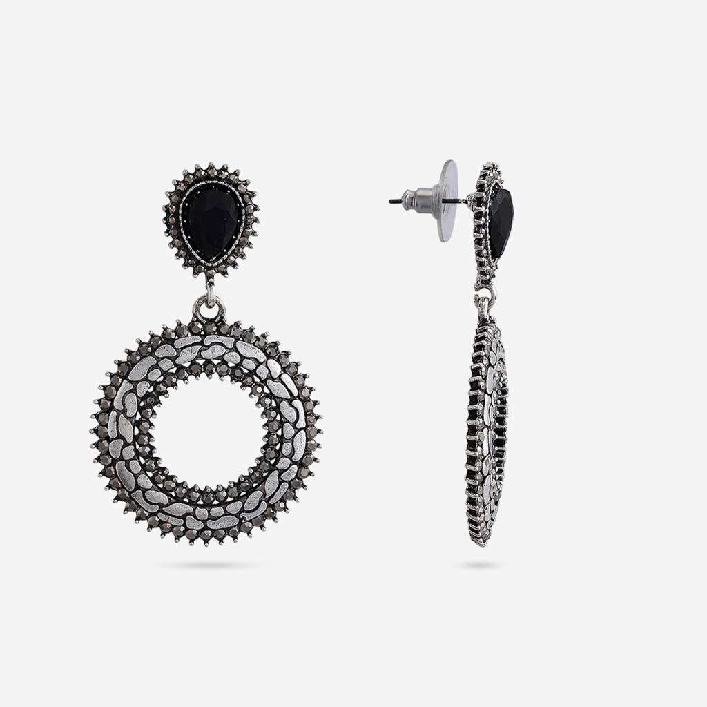 Black Oxidised - Plated Casual Wear Trendy Earring - 450552 : 450552