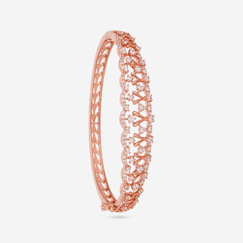 White Rose Gold - Plated Party Wear Zircon Kada - 467886 : 467886