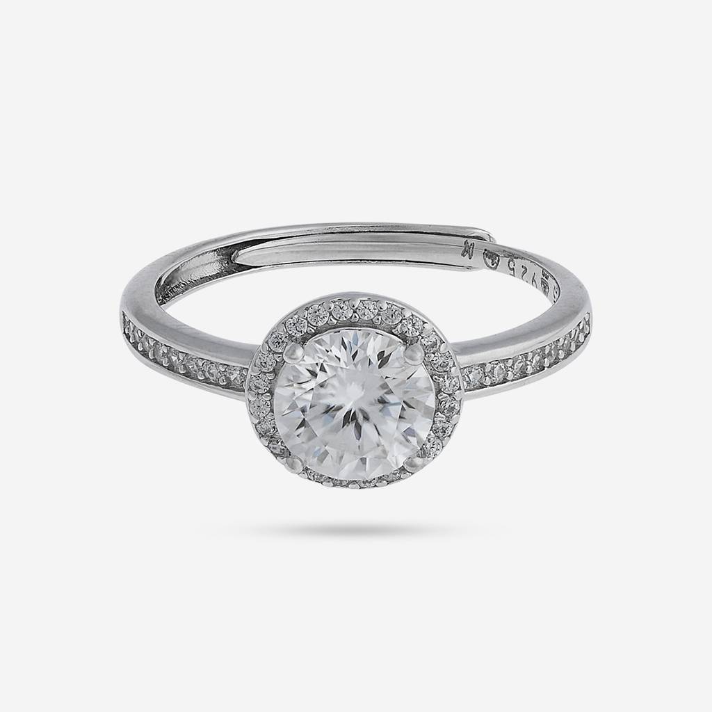 White Rhodium - Plated Office Wear Silver Finger Ring - 448500 : 448500