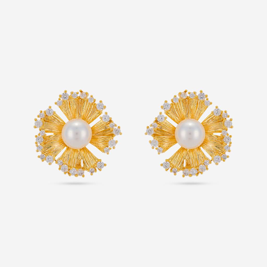 Pearl Gold - Plated Casual Wear Trendy Zircon Earring - 464519 : 464519