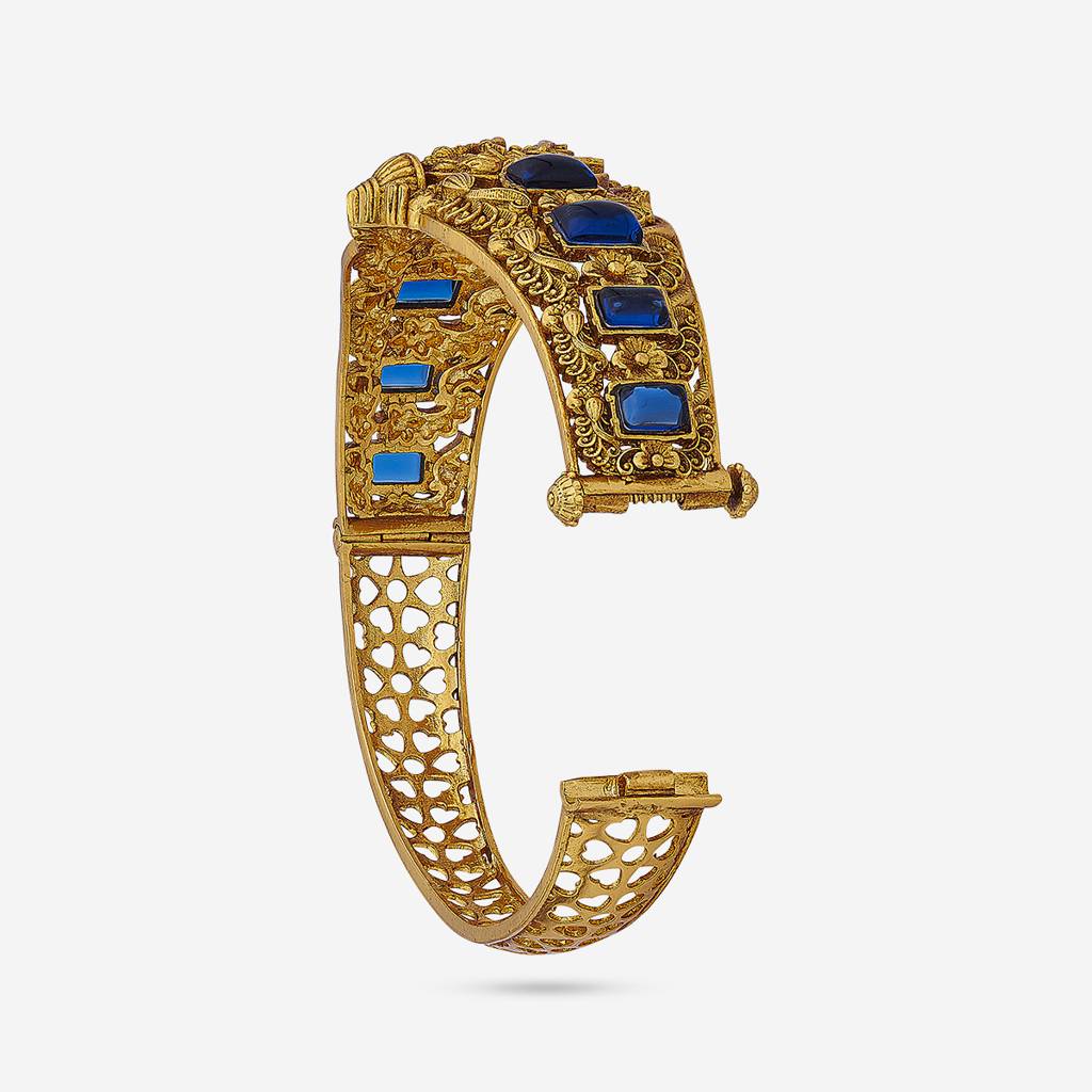Sapphire Gold - Plated Bridesmaid Antique Kada - 442864 : 442864