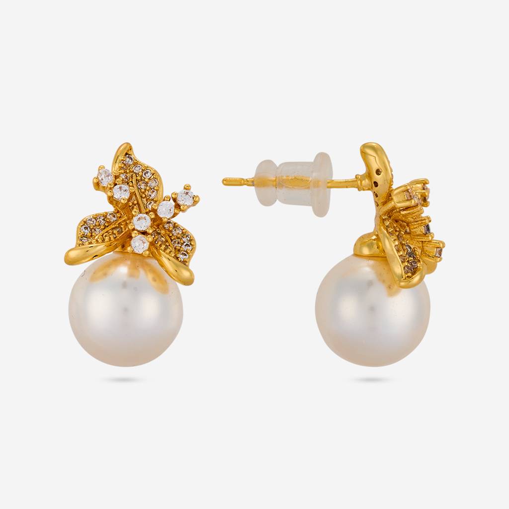 Pearl Gold - Plated Casual Wear Trendy Zircon Earring - 464629 : 464629