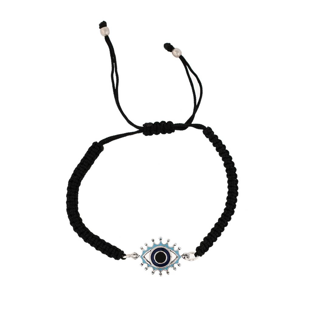 Evil Eye Black Silver Oxidized Bracelet. : 8905124479102