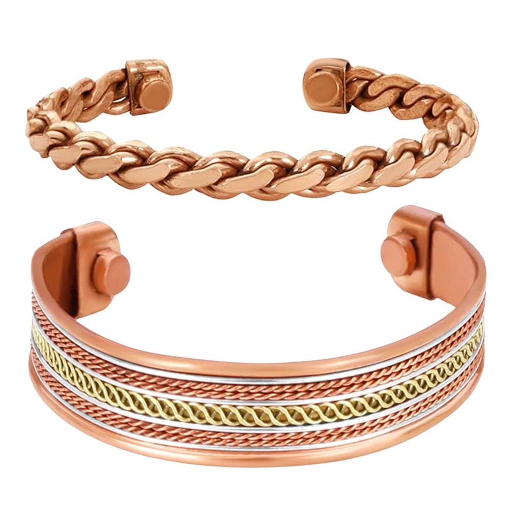 Fancy Copper Kada Bracelet For Men & Women Set Of 2 | Festive Stylish Design Jewellery Gift For Her/Him : PF-CB-S2-12