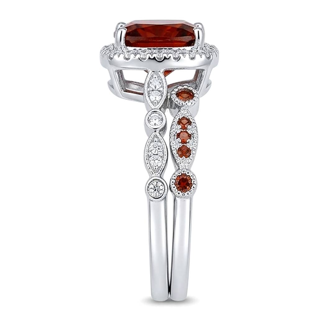 Red Silver Plated Stylish Bridal Finger Ring For Women Set Of 2, Us 7 Crystal & Cubic Zirconia Casual Wear Jewel : PX9R3069R-7
