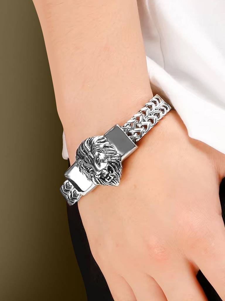 Peora Silver Plated Stainless Steel Metal Bracelet Openable Design Stylish Jewellery Gift For Men & Boys : PX5SB64