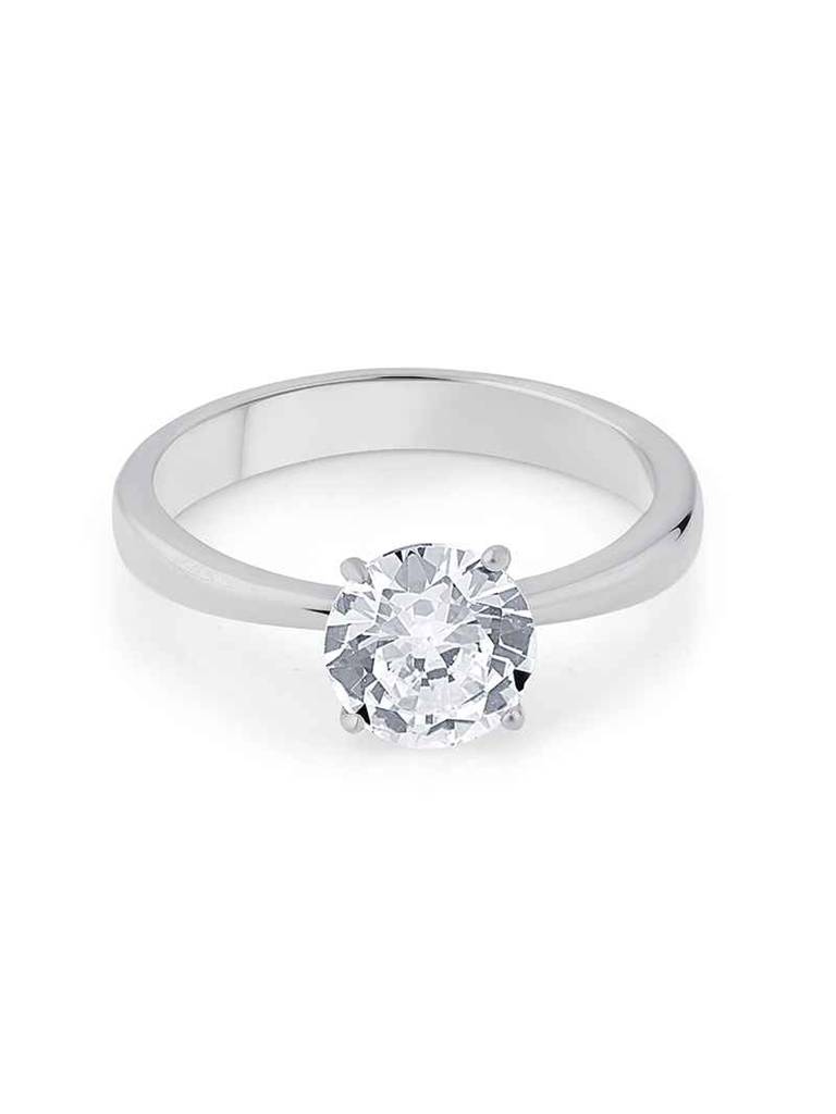 Rohdium Plated Solitaire Ring Stainless Steel Waterproof & Anti-Tarnish : R30ASSS7S