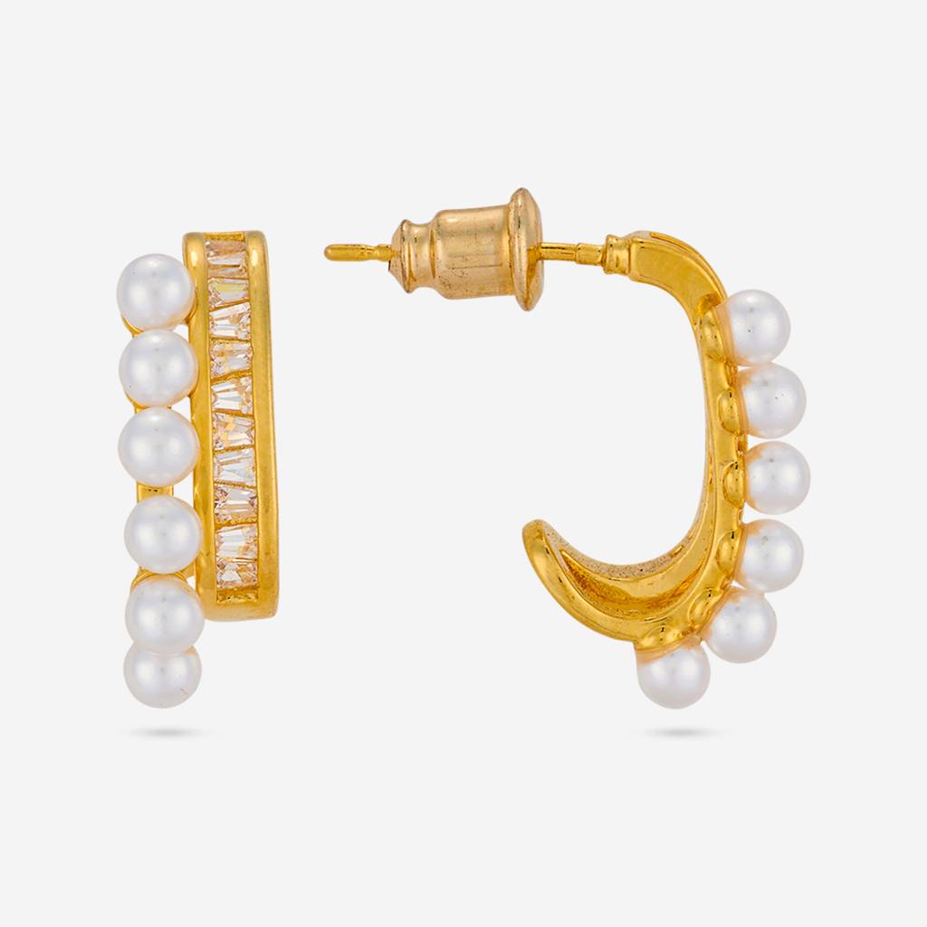 Pearl Gold - Plated Casual Wear Trendy Zircon Earring - 464675 : 464675