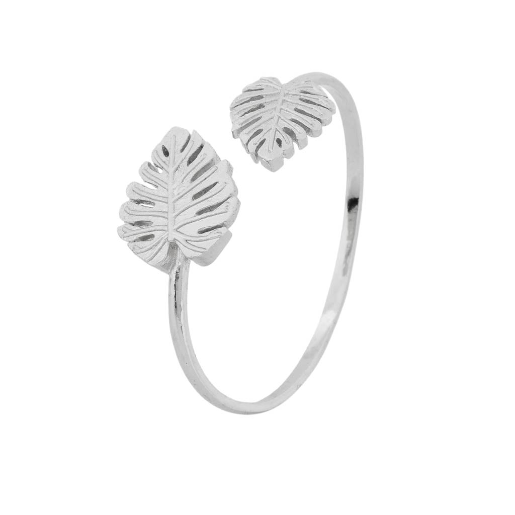 Hawaii Monstera Silver Wrap Cuff : 8905124524079