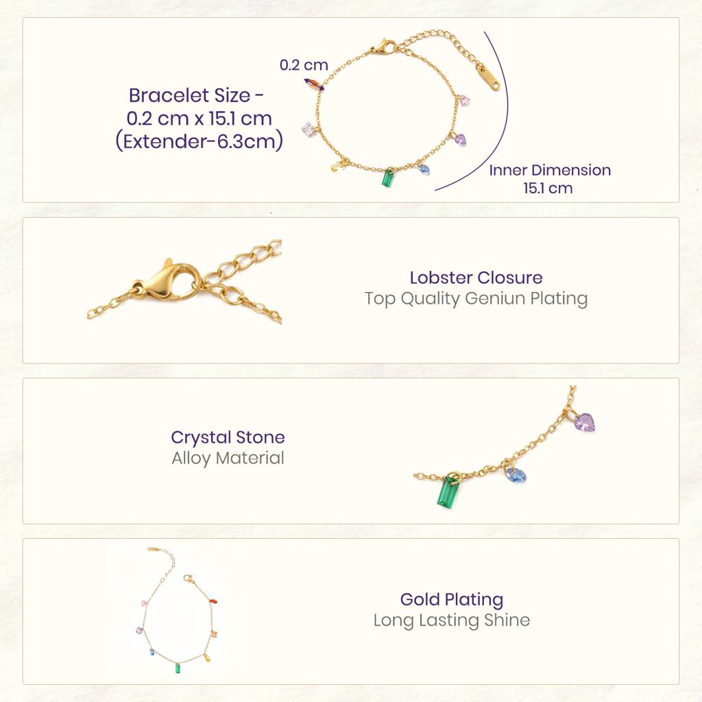 Multicolor Crystal Studded Gold Plated Fancy Openable Bracelet Jewellery For Women & Girls : PX9B210GML