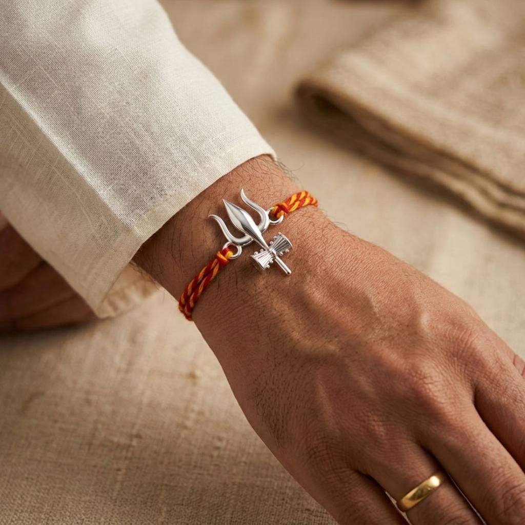 Trishul 925 Sterling Silver Rakhi For Brother : RB-0020