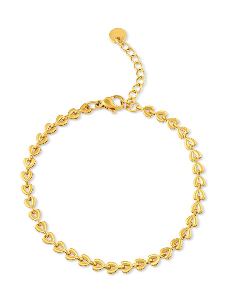 18K Gold Plated Linkhearts Chain Bracelet Stainless Steel Waterproof & Anti-Tarnish : B6ASSS0G
