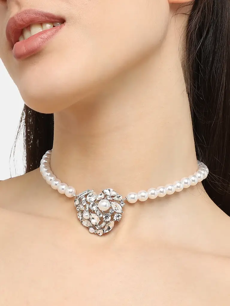Tamela-Silver Plated Designer Stone Casual Necklace For Women : SOHNCK4976