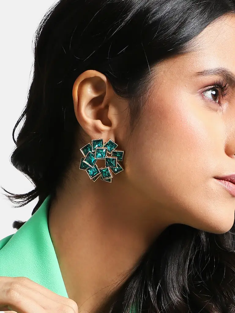 Clementine-Sohi Gold-Plated Contemporary Studs Earrings : SOHIER8001