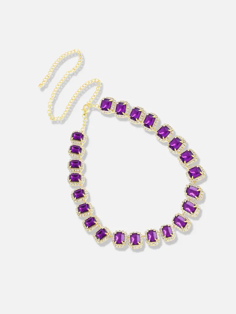 Phyllis-Gold Plated Designer Stone Casual Necklace And Earring Set For Women : SOHNCK3378