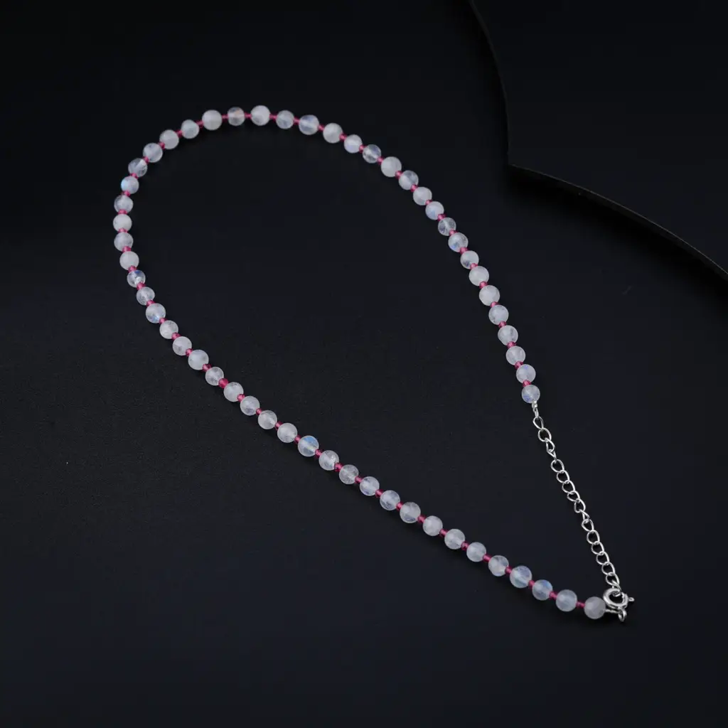 Rhodolite And Moonstone Silver Necklace : 40981399