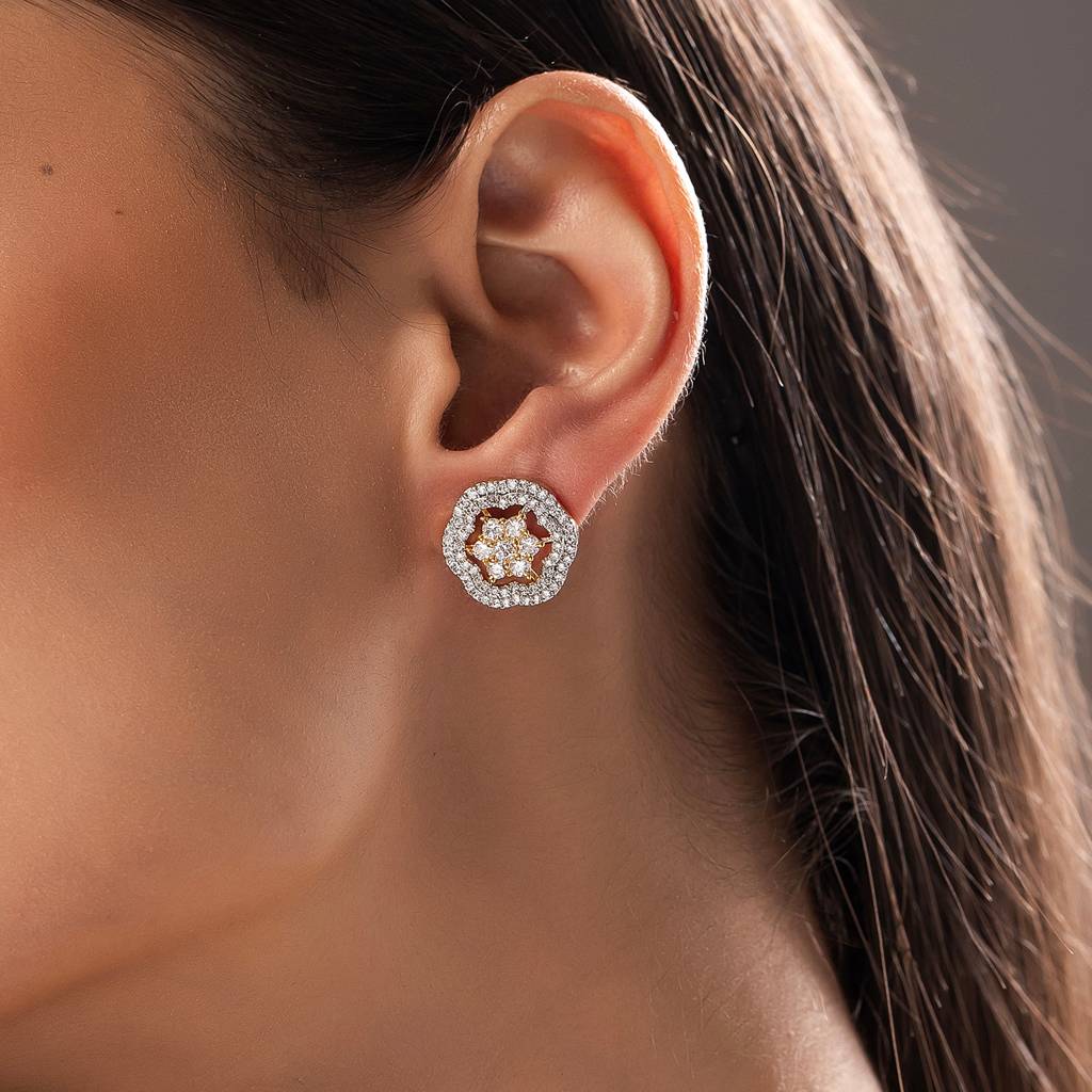 Sparkling Elegance Radiant American Diamond Stud Earrings : 8905124542370