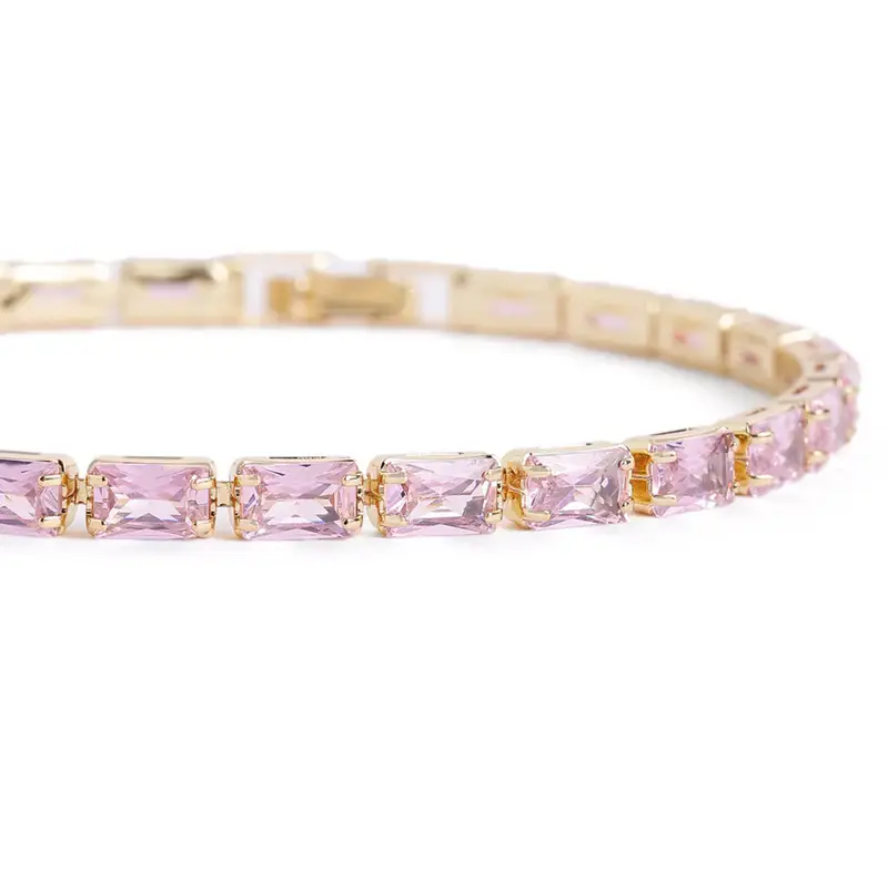 Royal Pink Tennis Bracelet | Gold Plated Linear Design | Premium Elegant Jewelry : CAD-052-IGPN-BR