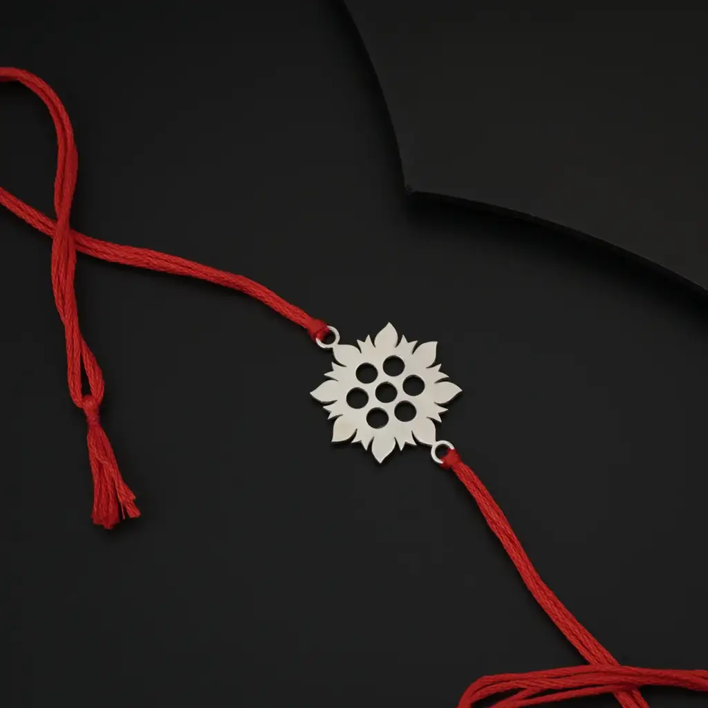 Silver Laser Cut Rakhi : 81846679