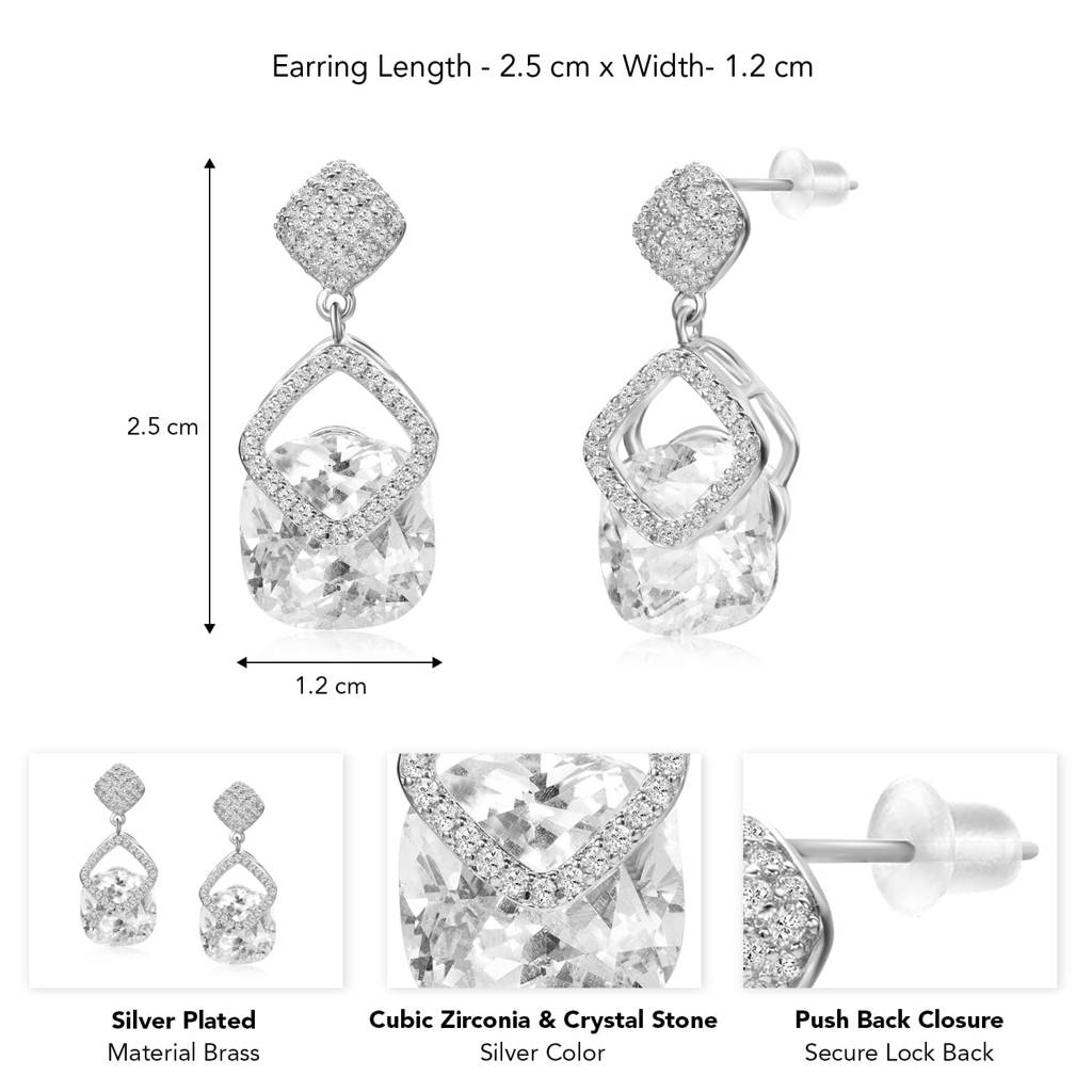Cubic Zirconia & Crystals Studded Fancy Drop Earring Gift For Women & Girls : PF68E345S