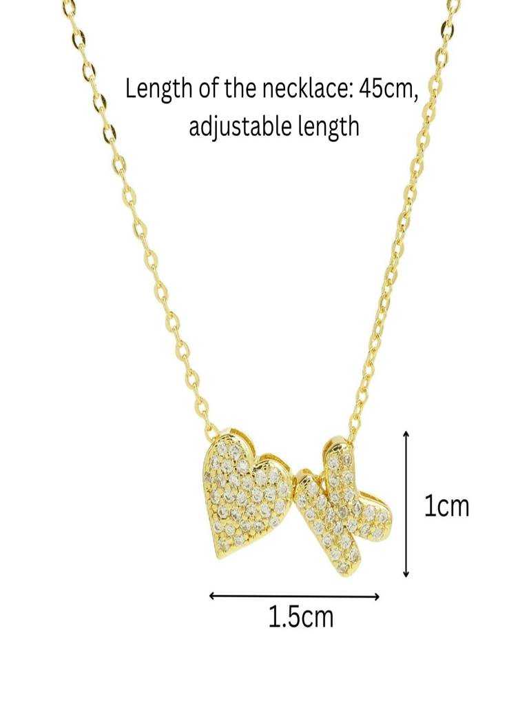 Reversible Initial Letter & Heart With Zircons Gold Plated Antitarnish Pendant : ABY0226P201GL