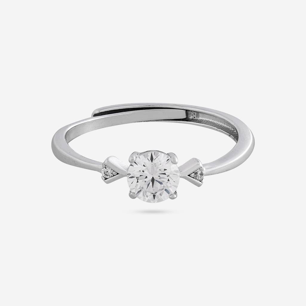 White Rodium Plated - Office Wear Silver Finger Ring - 465670 : 465670