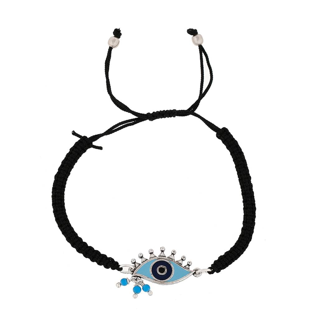 Evil Eye Black Silver Oxidized Bracelet : 8905124479324