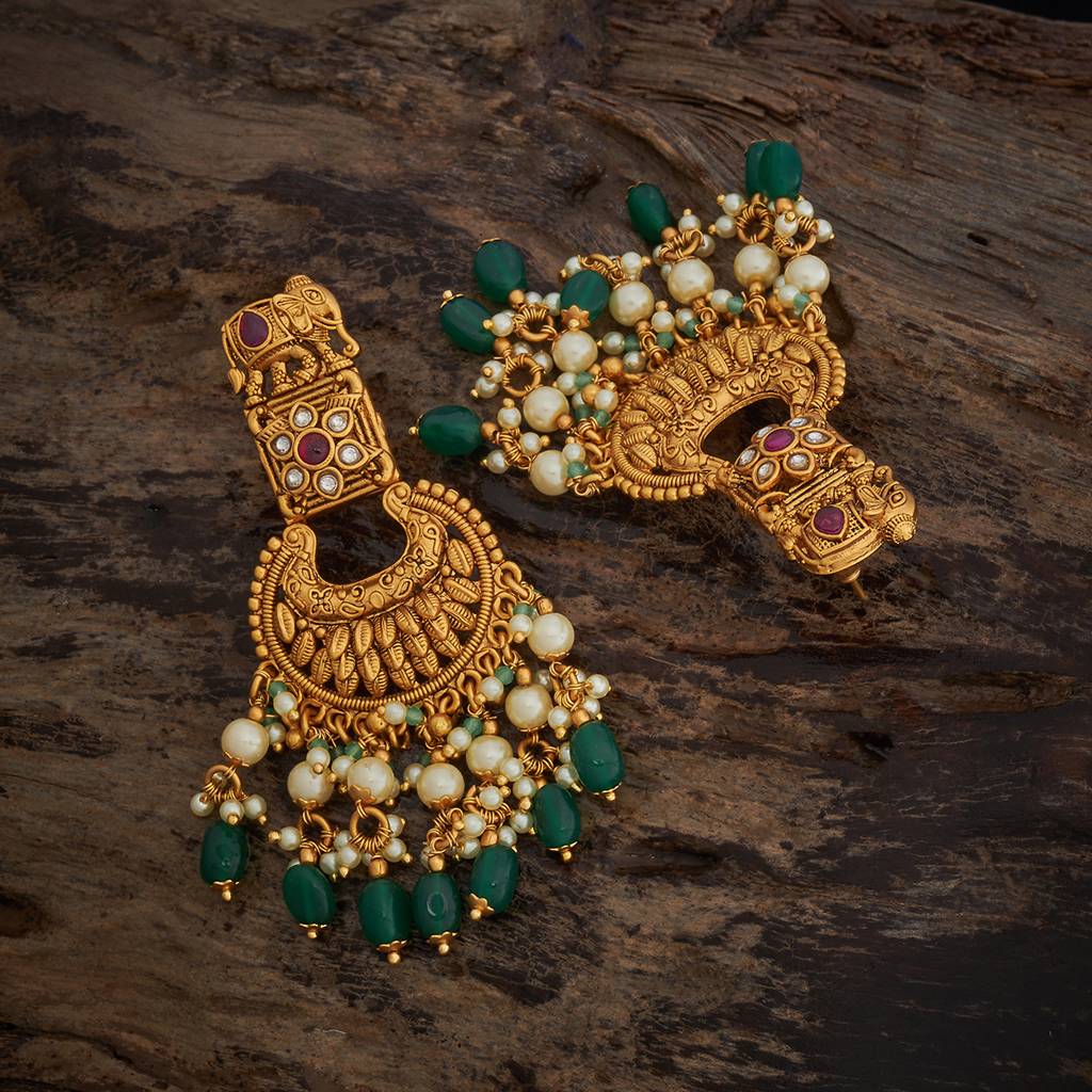 Ruby-Green Gold - Plated Festive Antique Earring - 433457 : 433457