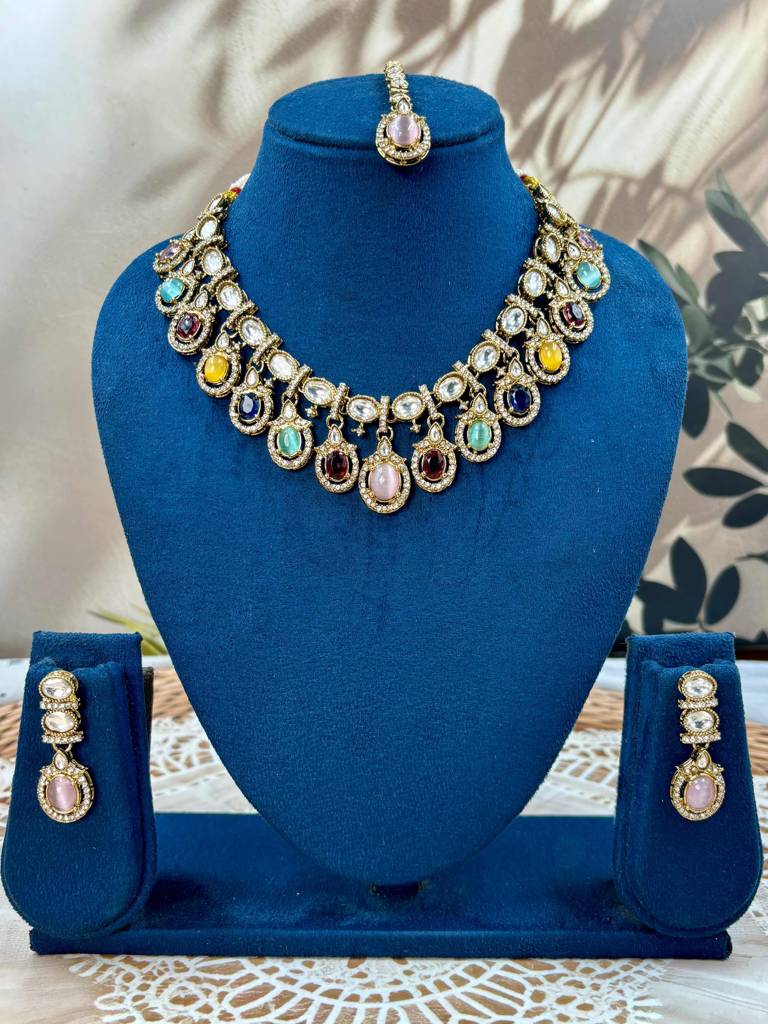 Indian Bridal Kundan Jewelery Set : HBN-42-MULTI