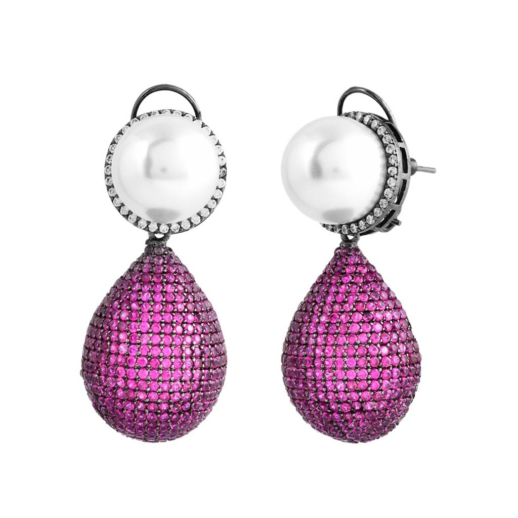Sparkling Elegance Celestial Charms American Diamond Purple Dangler Earrings : 8905124536614