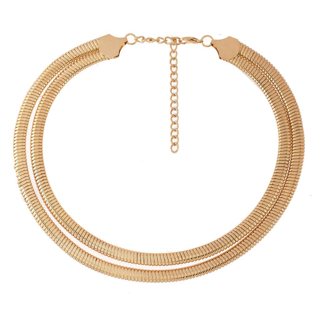 Timeless Sparkle Mystic Sunlit Layered Hasli Necklace : 8905124552201