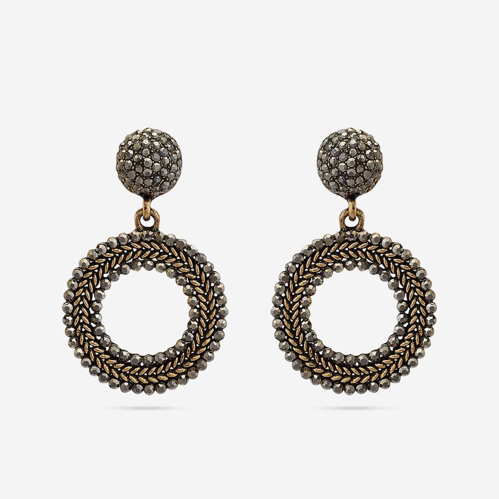 Grey Oxidised - Plated Casual Wear Trendy Earring - 450667 : 450668