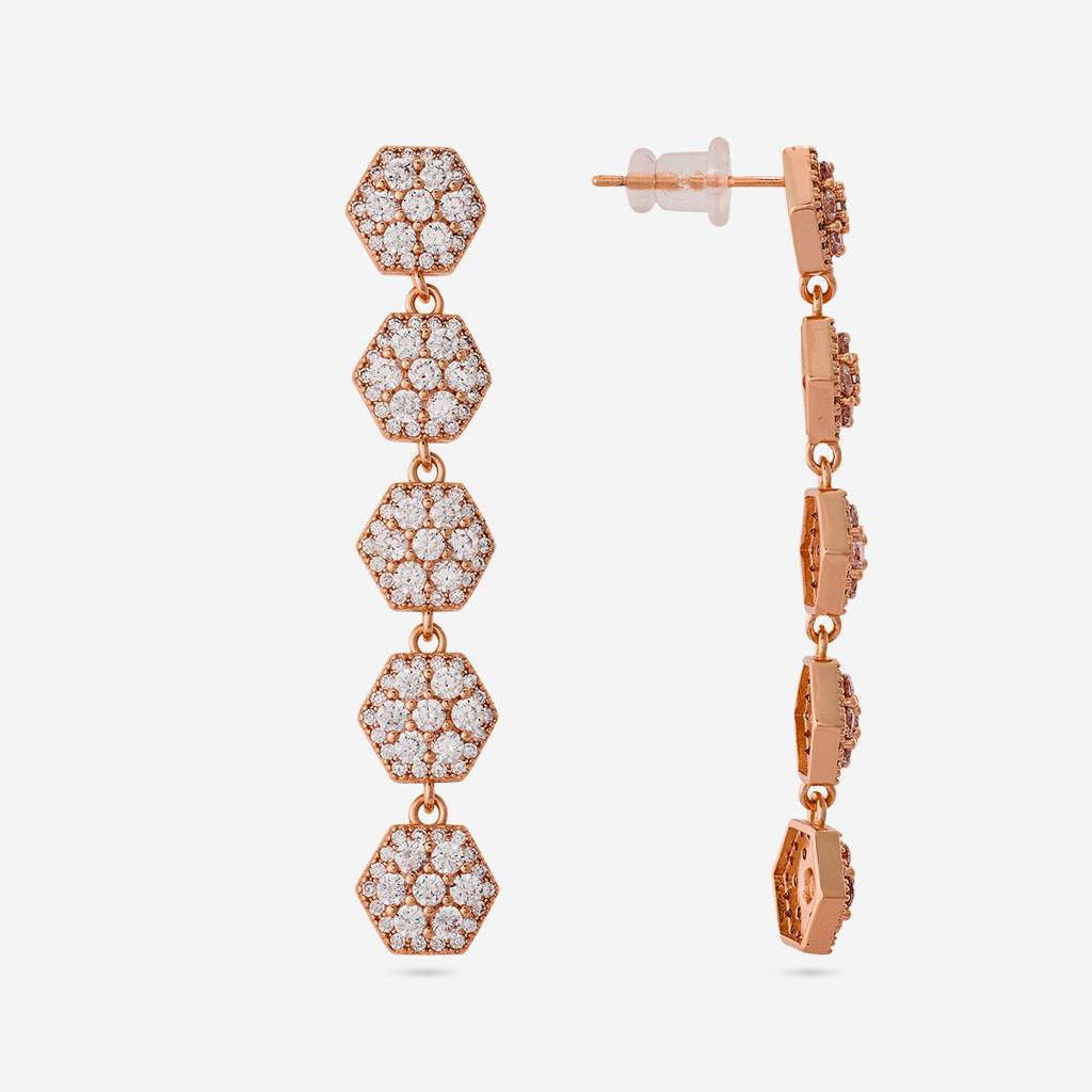 White - Plated Casual Wear Trendy Zircon Earring - 466902 : 466904