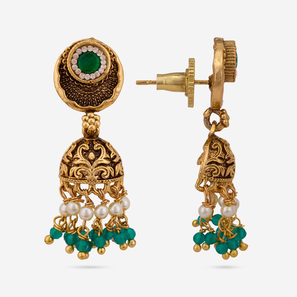 Green Gold - Plated Festive Antique Earring - 433004 : 433004